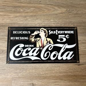 Coca-Cola Retro Advertising Sign Delicious Refreshing Sold Everywhere 5¢ Vintage